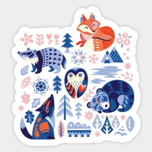 Classic Christmas: Scandinavian animals Sticker